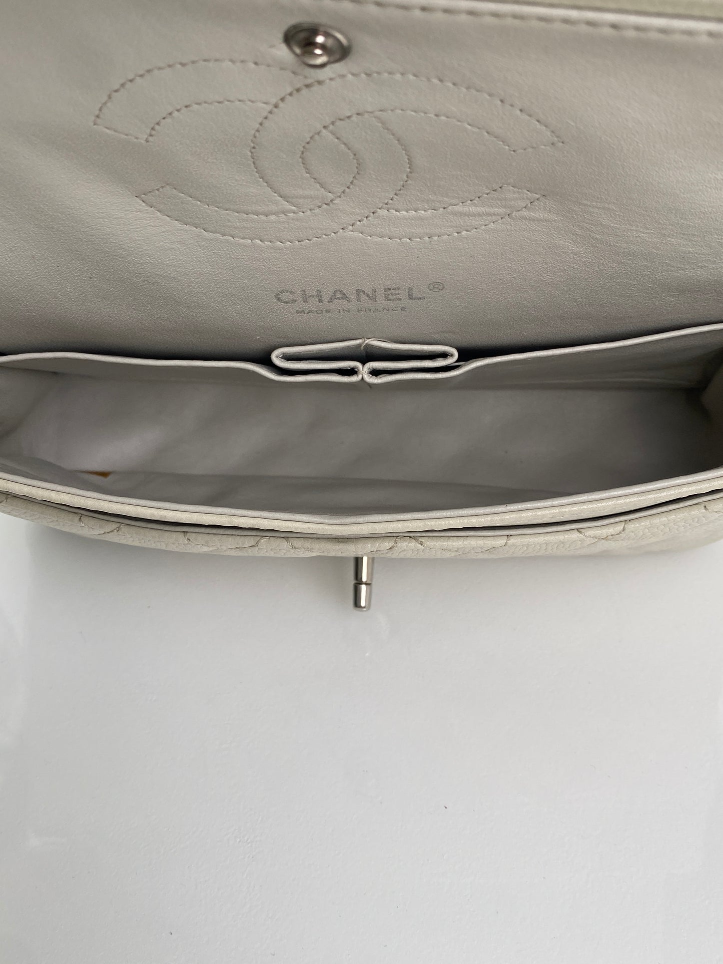 Chanel Ivory Medium Caviar Classic Double Flap SHW