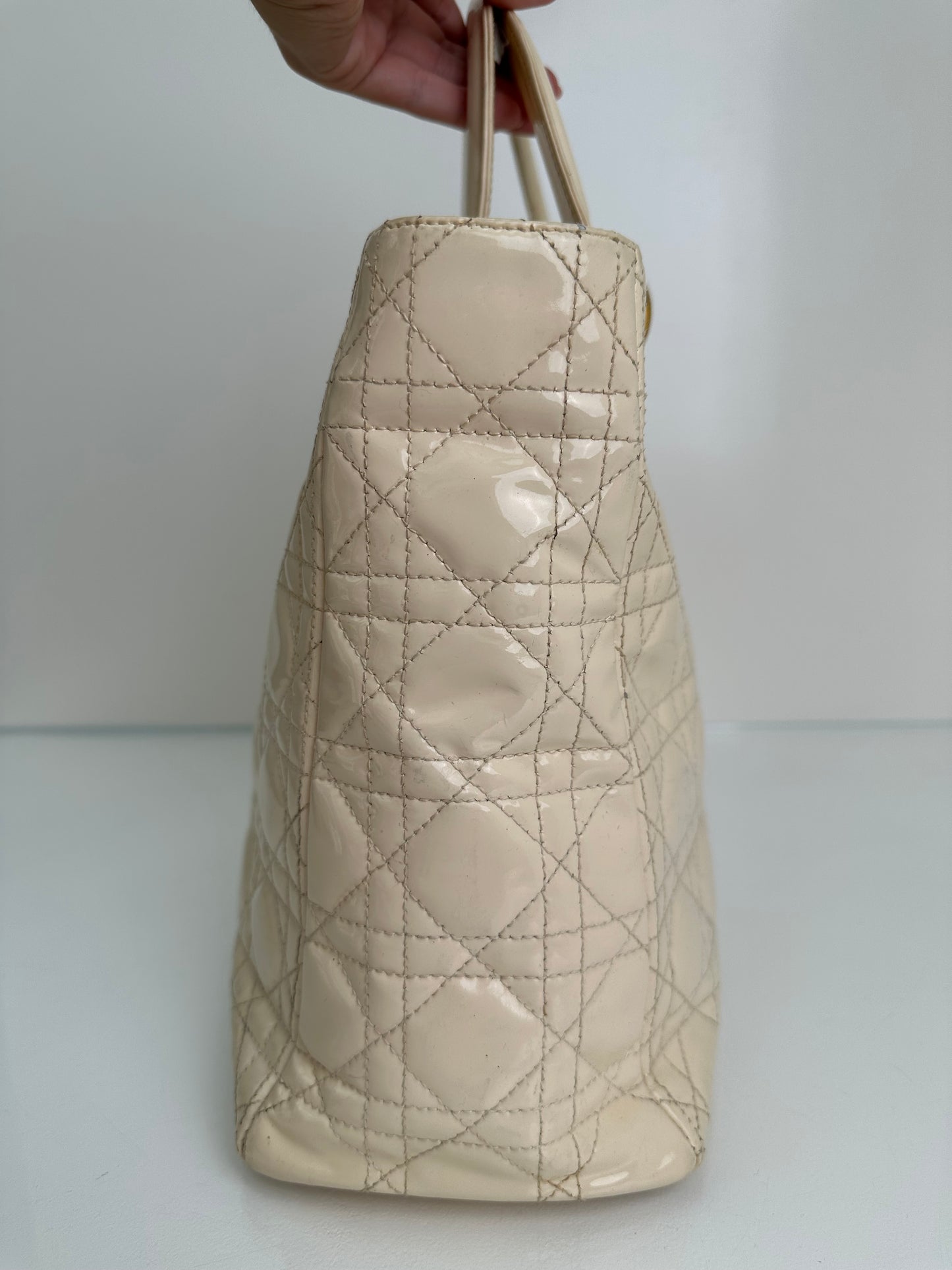 Dior Vintage Cream Cannage Large Lady Dior Bag GHW