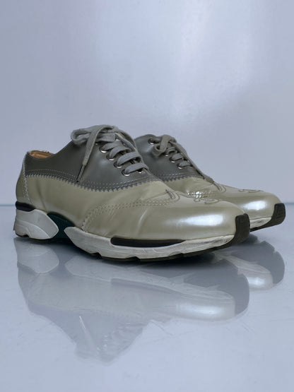 Chanel Pearl Patent Oxford Style CC Sneakers, 9