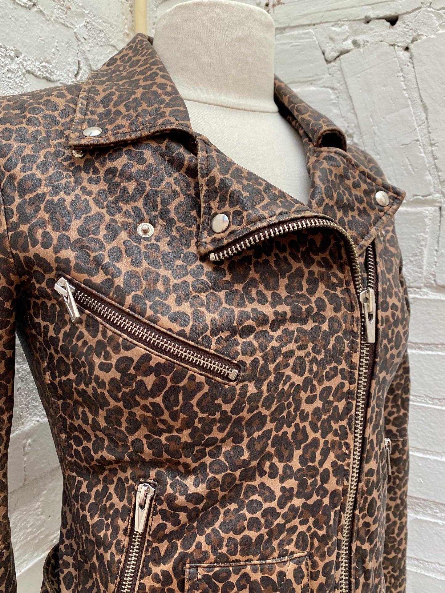 Veda Leopard Leather Jacket, P