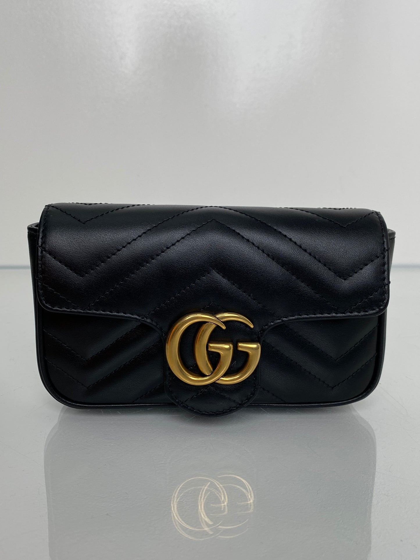 Gucci Black GG Marmont Mini Crossbody Bag GHW