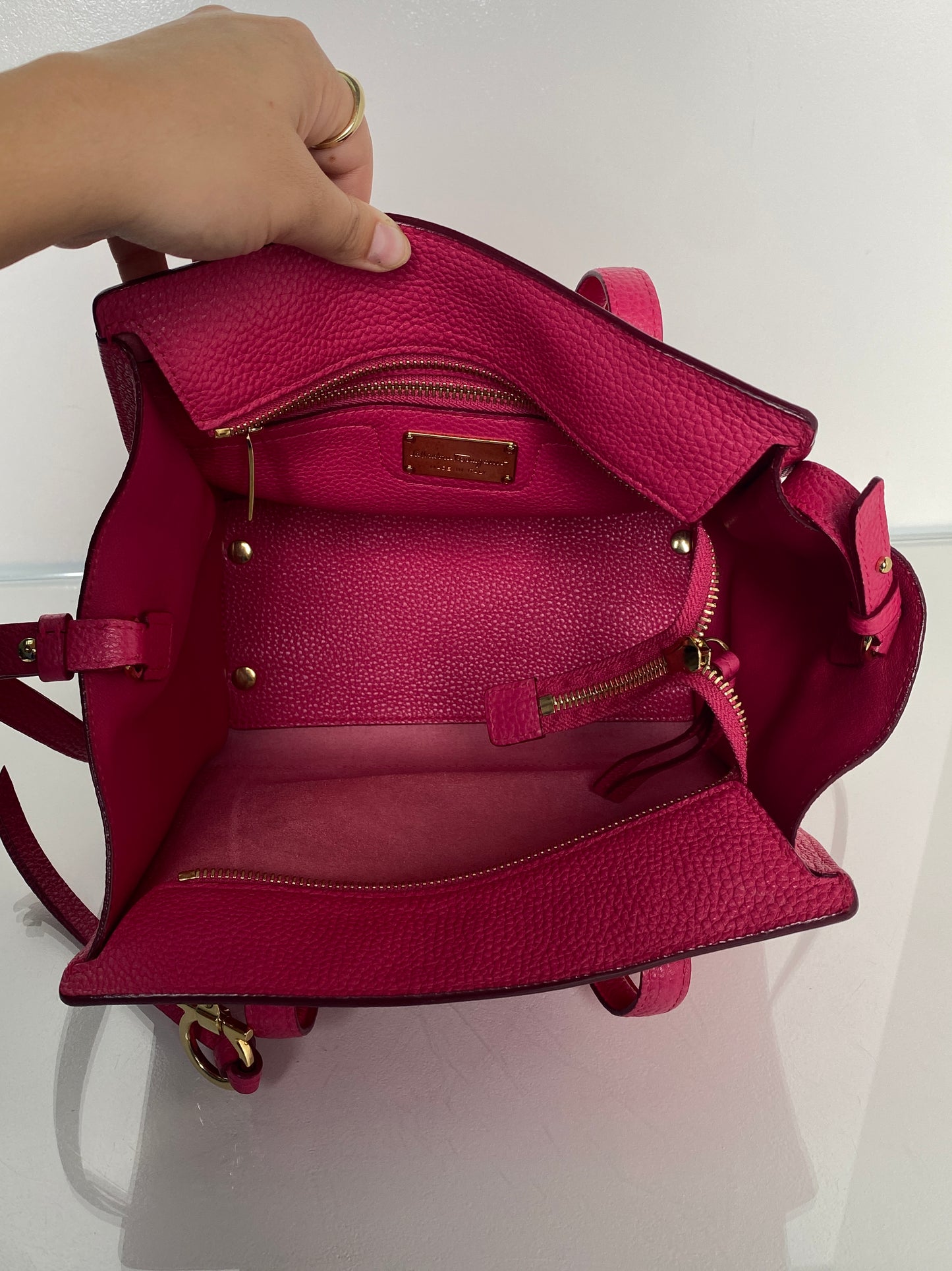 Salvatore Ferragamo Pink Small Crossbody Tote GHW