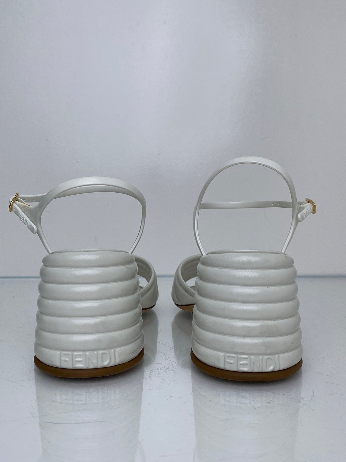 Fendi FF White Platform Heels, 39