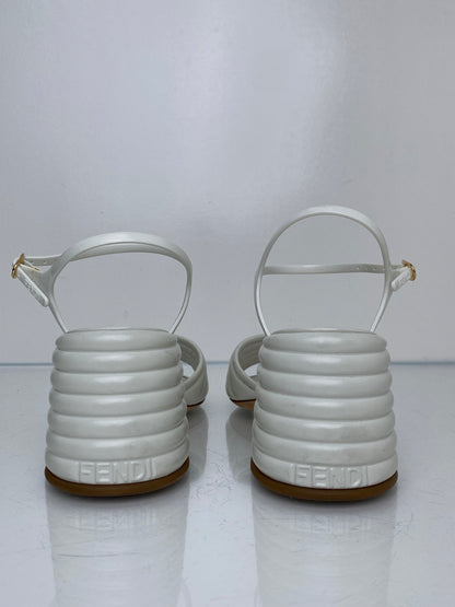 Fendi FF White Platform Heels, 39