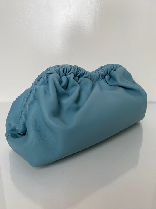 Mansur Gavriel Blue Leather Cloud Clutch