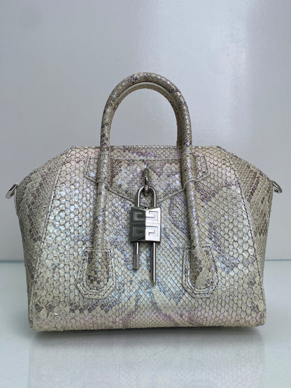 Givenchy Mini Antigona Lock Snakeskin Bag SHW