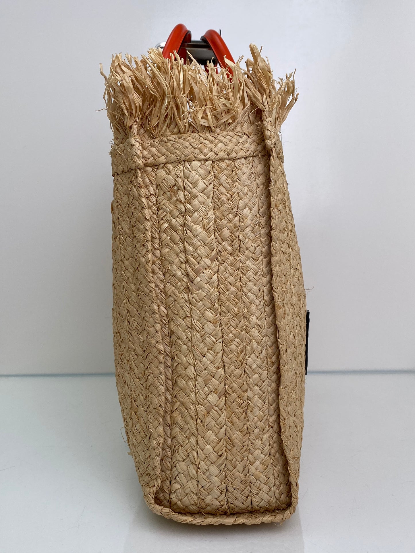 Versace Tan & Orange Raffia La Medusa Tote Bag GHW