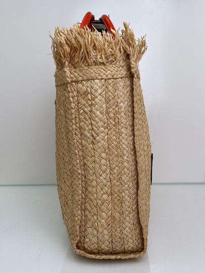 Versace Tan & Orange Raffia La Medusa Tote Bag GHW