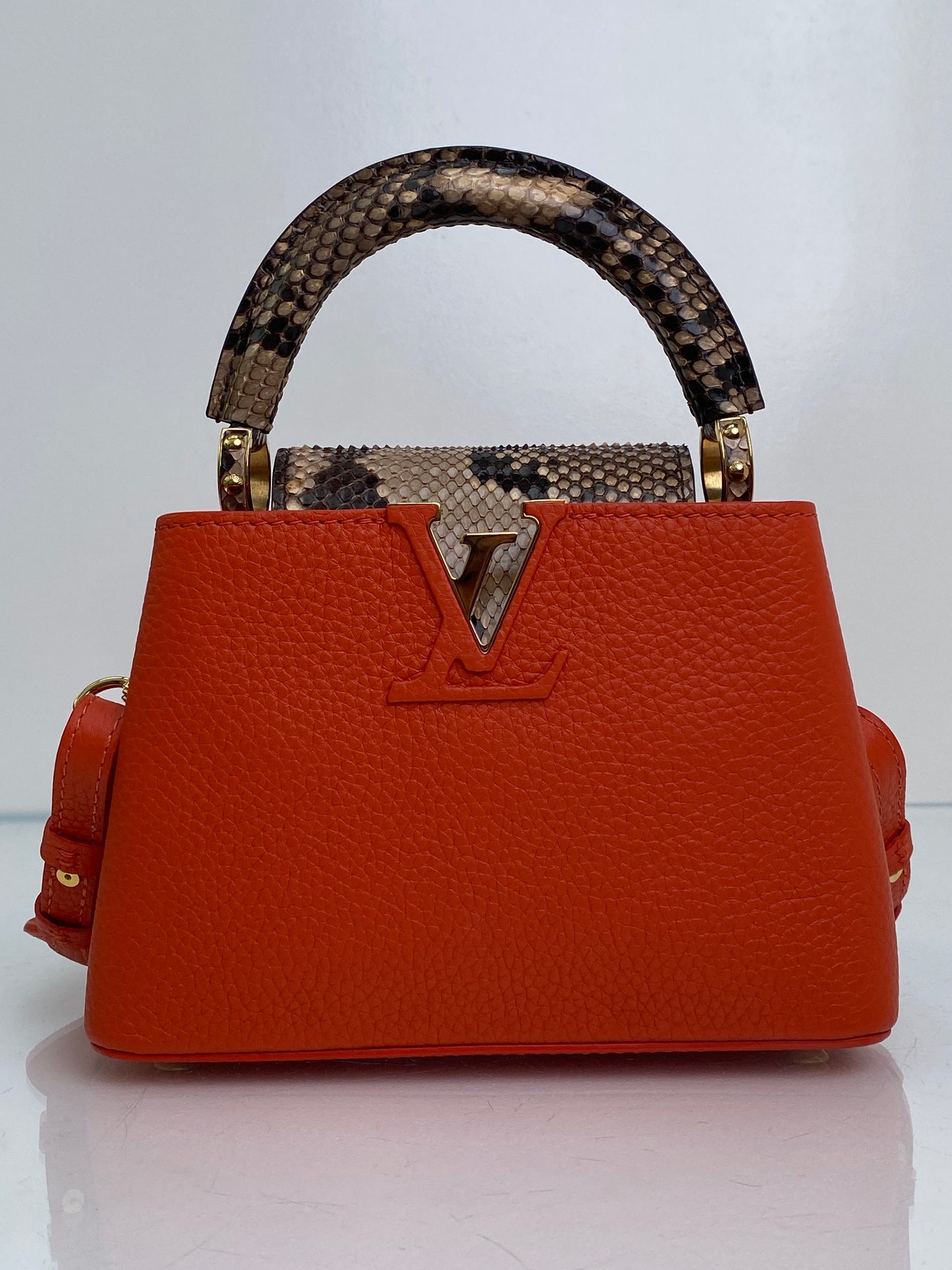 Louis Vuitton Orange Python Capucine Bag GHW