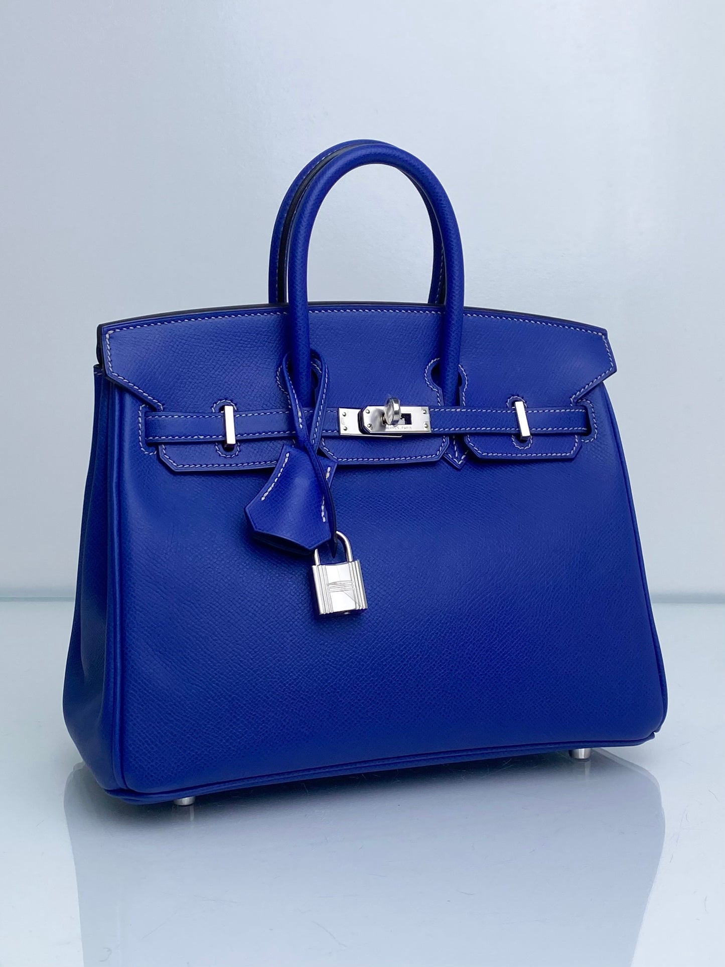 Hermes Birkin 25 Candy Blue Electric Mykonos Epsom PHW #O
