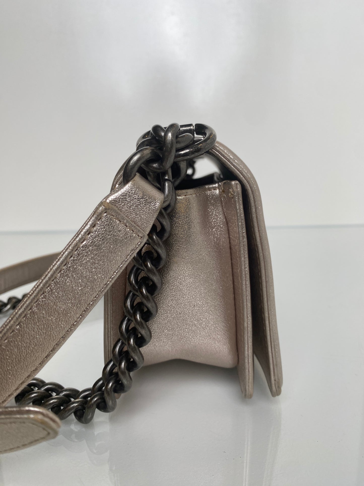 Chanel Limited Edition Champagne Swarovski Small Boy Bag RHW #19