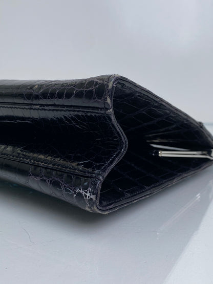 Gucci Vintage Black Crocodile Shoulder Bag SHW