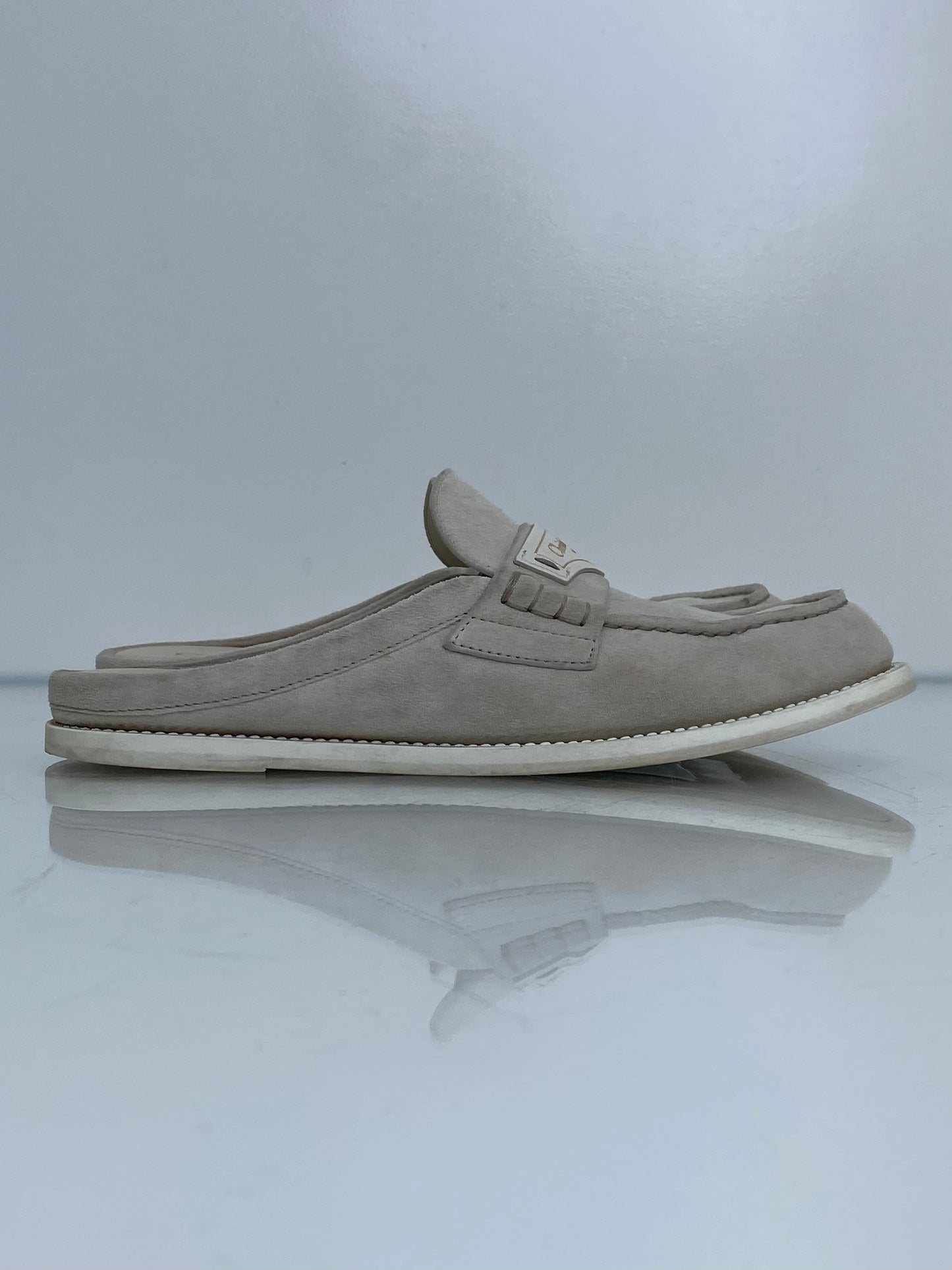 Dior Light Grey Suede Mules, 36.5