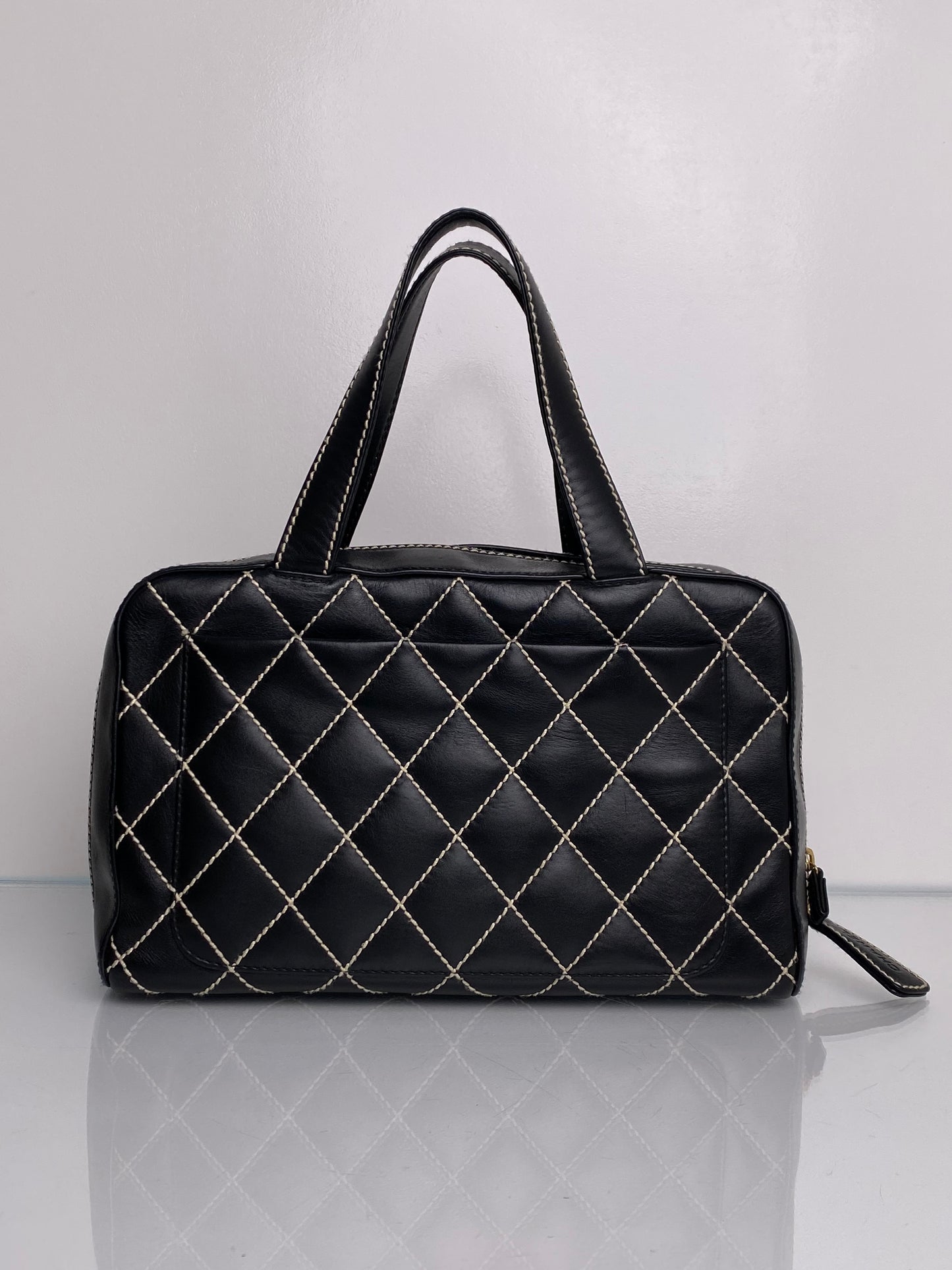 Chanel Wild Stitch Black Calfskin Tote Bowler GHW