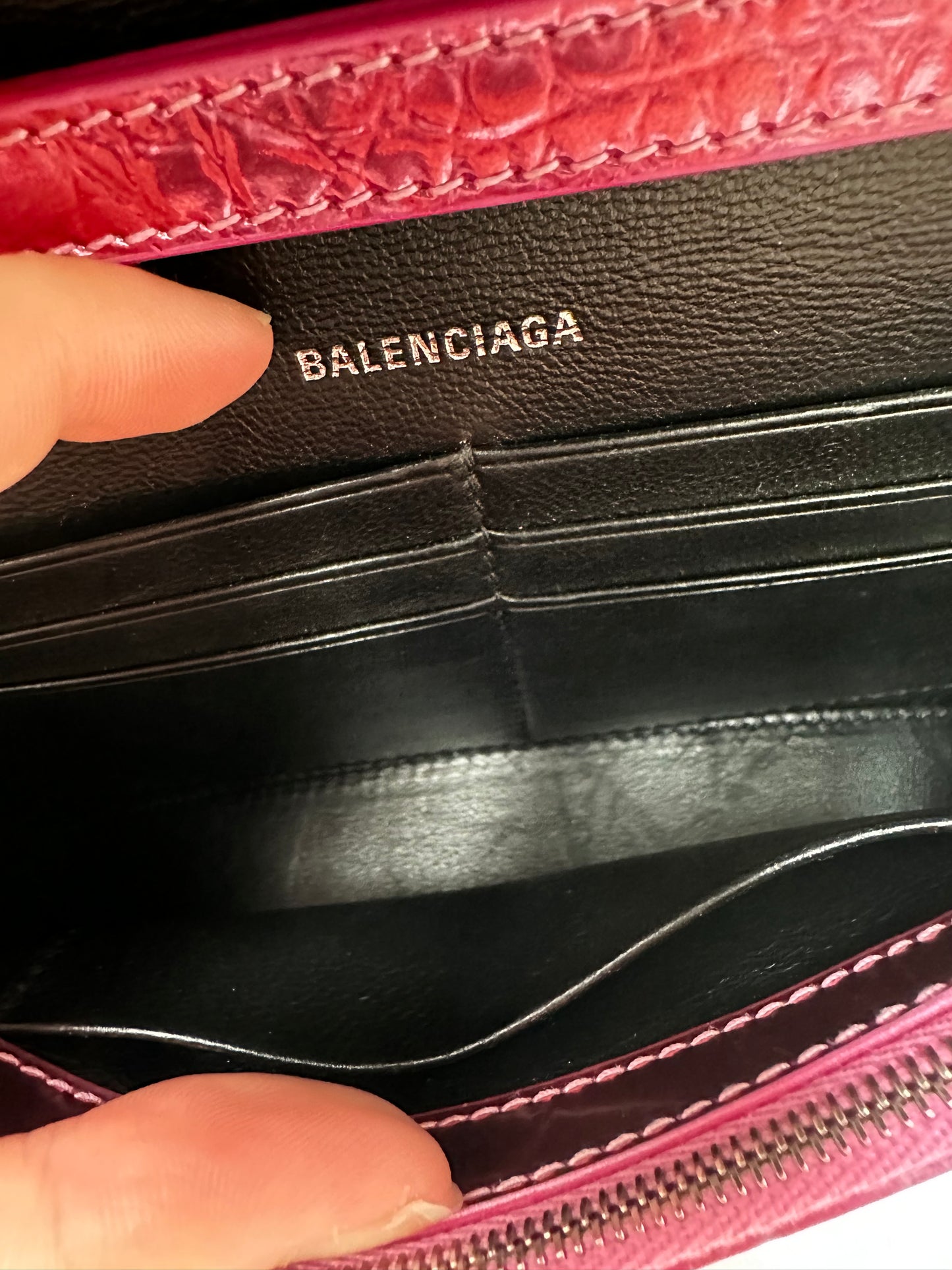 Balenciaga Pink Croc Embossed Crossbody