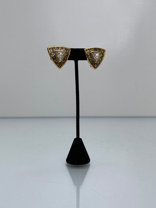 Saint Laurent Crystal Triangle Clip On Earrings