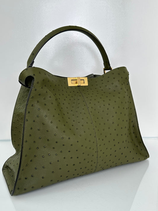 Fendi Equatore Ostrich Handle Peekaboo Bag GHW