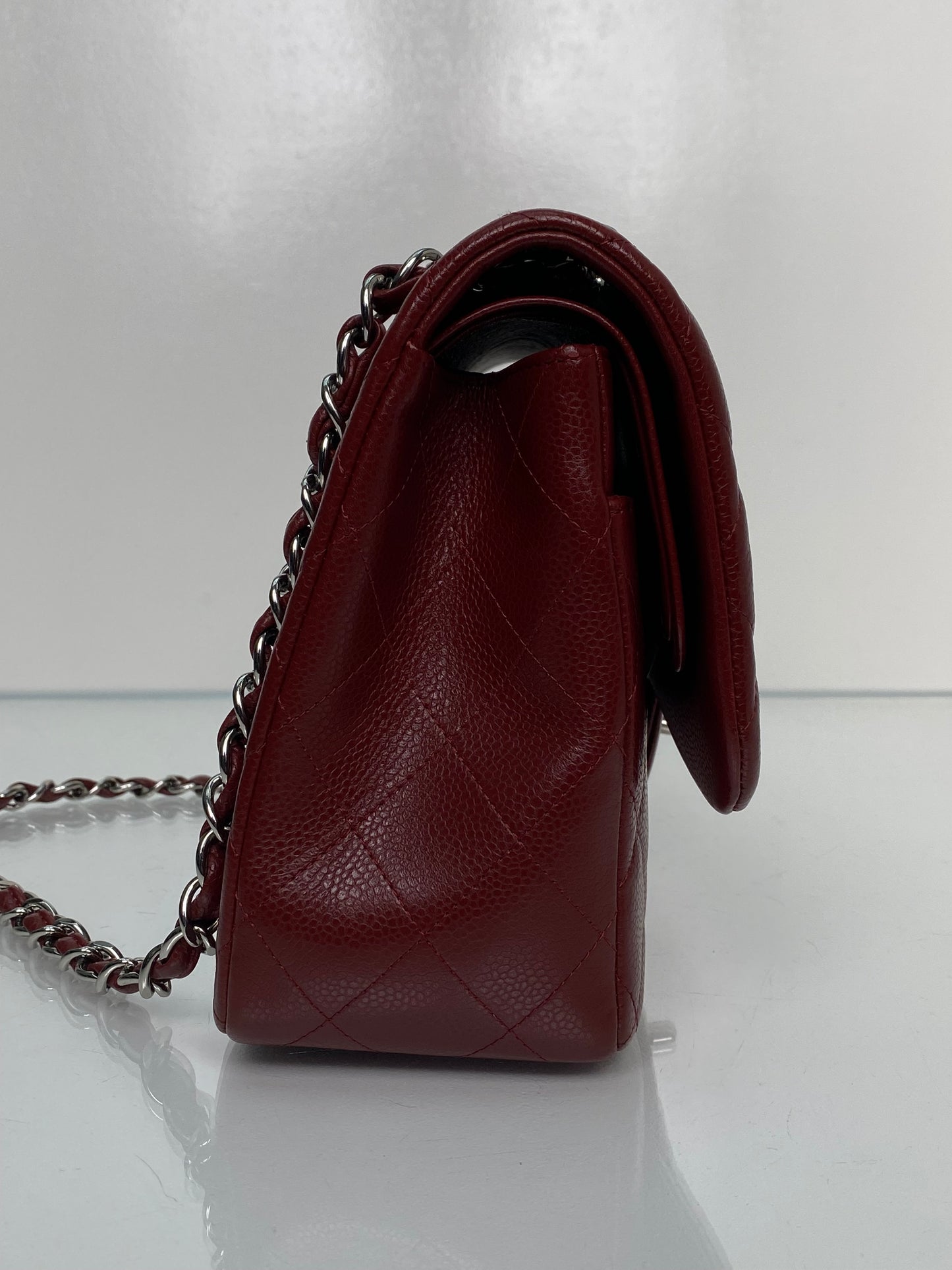 Chanel Classic Jumbo Burgundy Caviar Double Flap Bag SHW