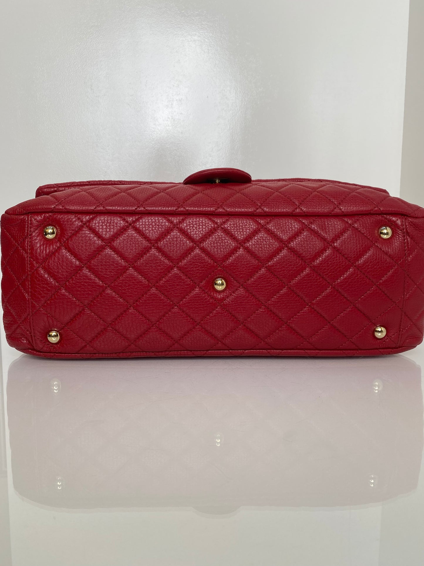 Chanel Red Quilted XXL Travel Flap Bag GHW
