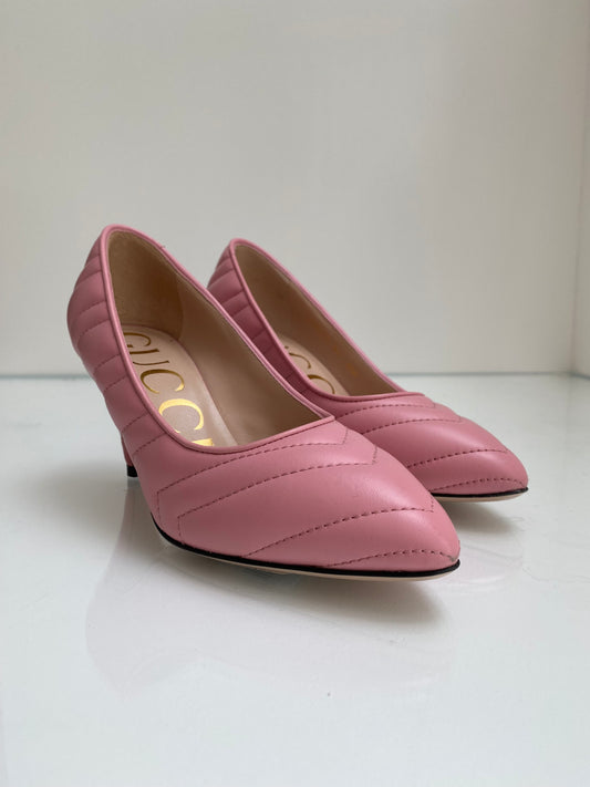 Gucci Pink Marmont Leather Heels, 35