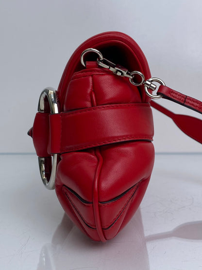 Gucci Red Napa Vertical Horsebit Clutch Bag SHW