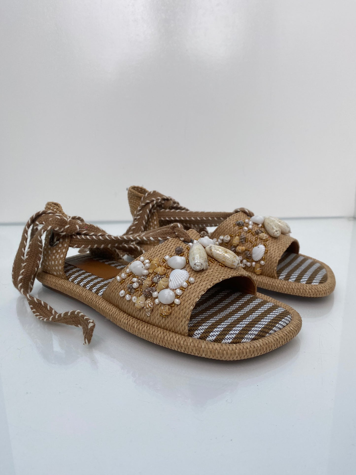 Clergerie Rafia Shell Sandals, 40.5