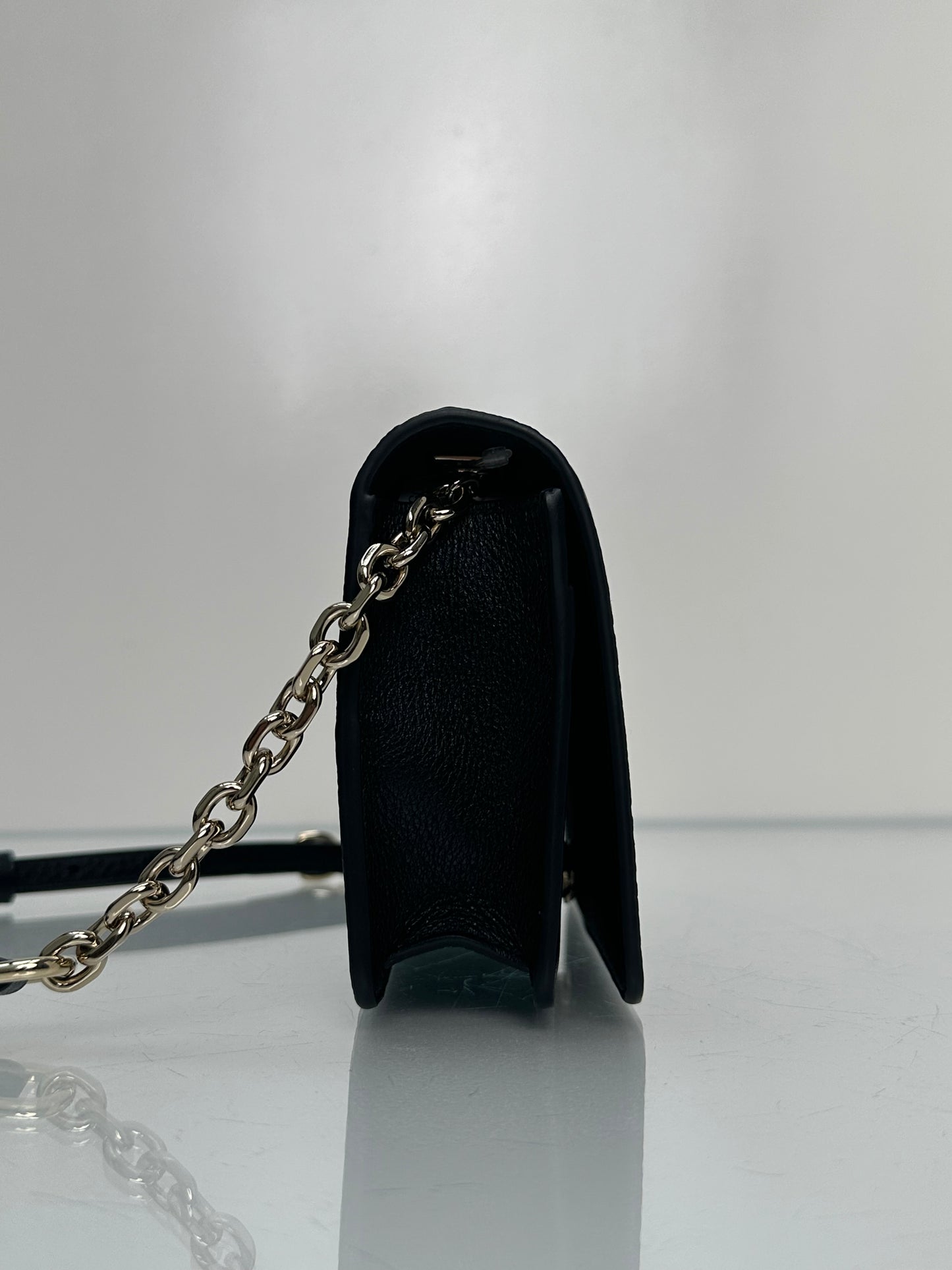 Gucci Black GG Emblem Wallet On Chain Crossbody Bag GHW