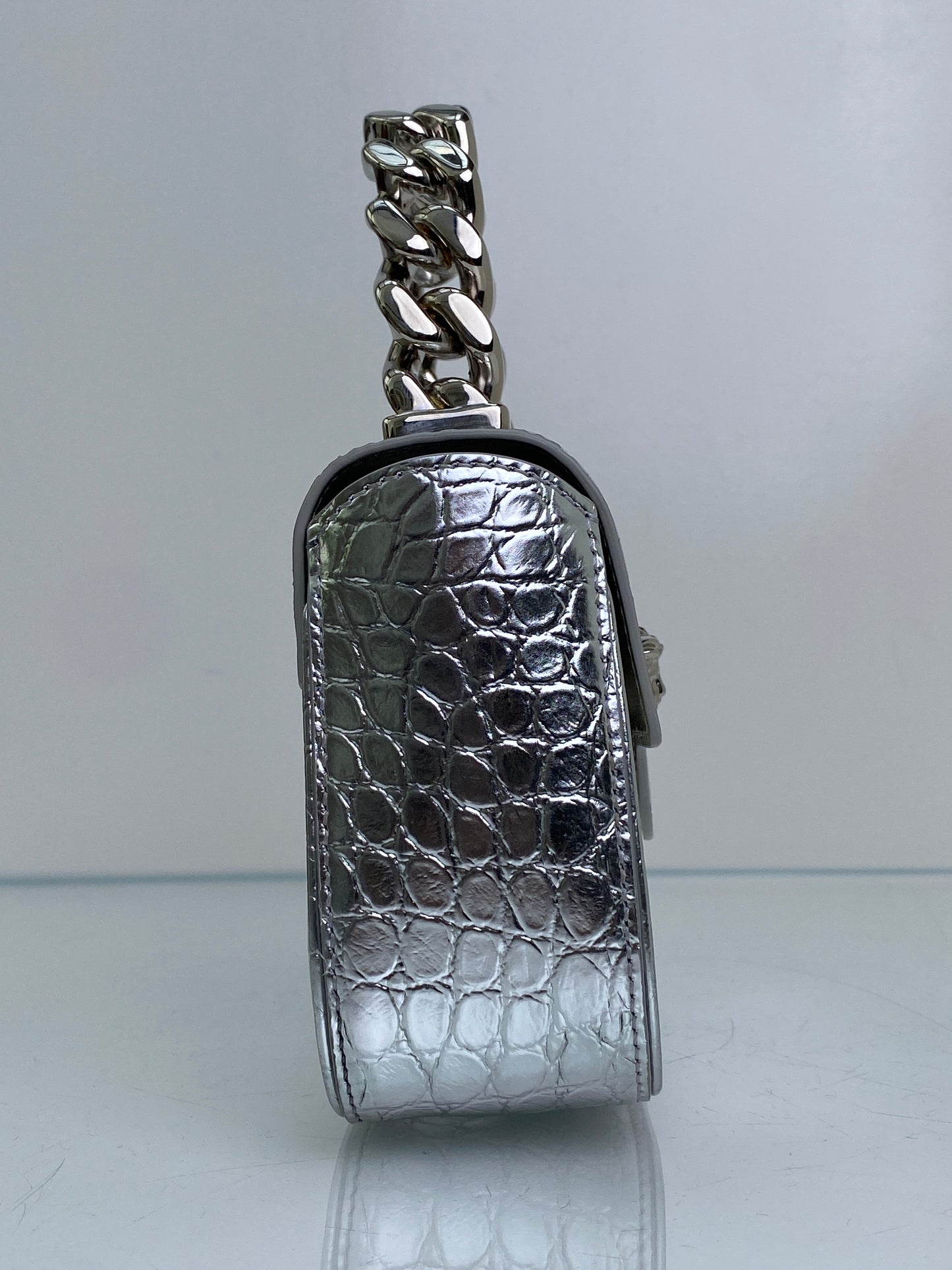 Versace Silver La Medusa Embossed Mini Top Handle Bag SHW
