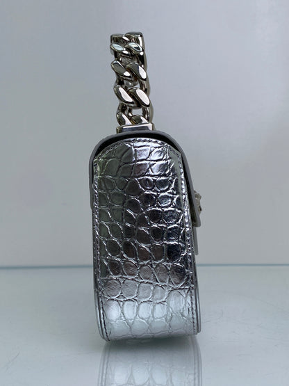 Versace Silver La Medusa Embossed Mini Top Handle Bag SHW