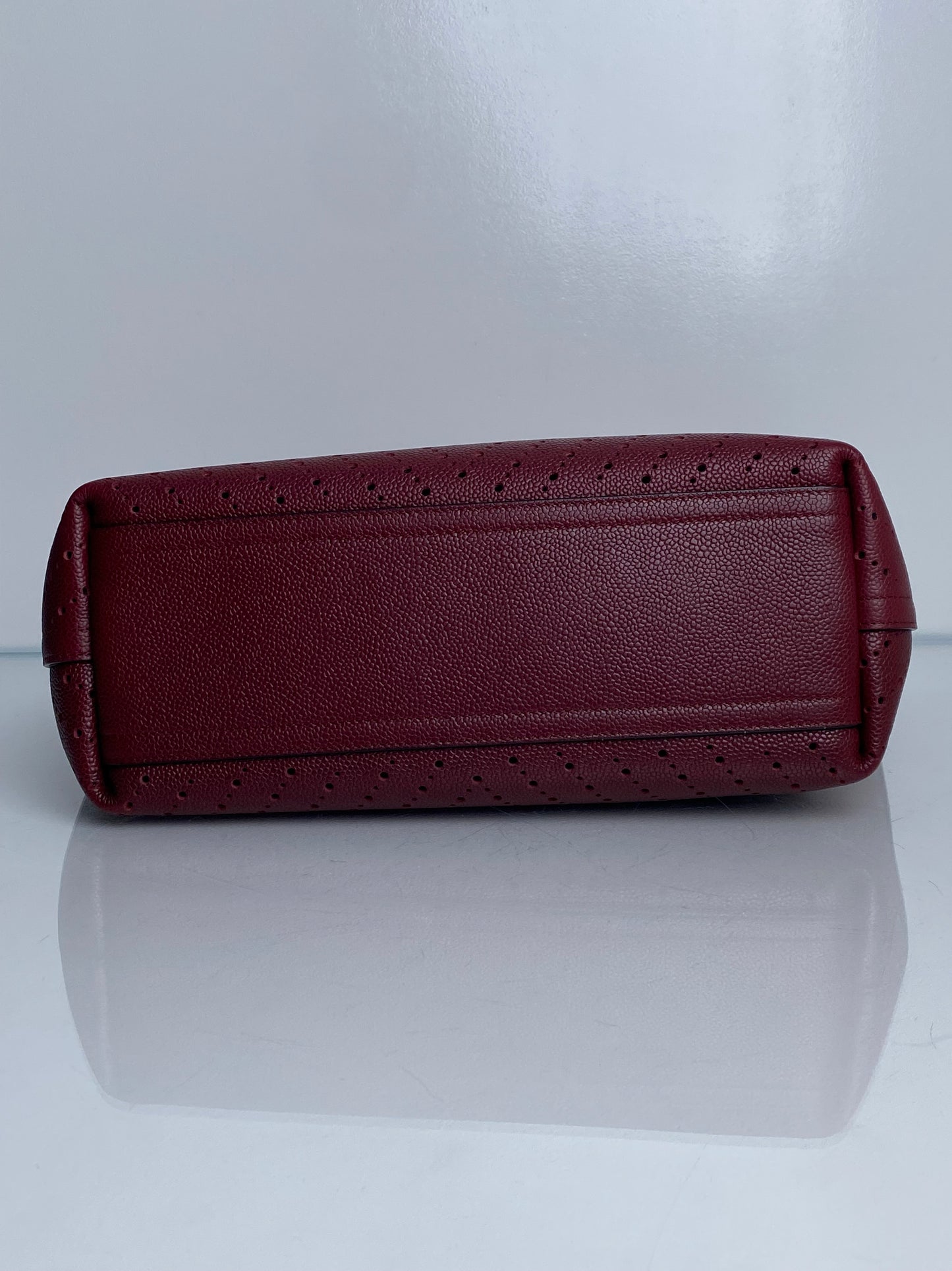 Chanel Burgundy Perforated Calfksin Medium Shopping Tote Bag SHW #22