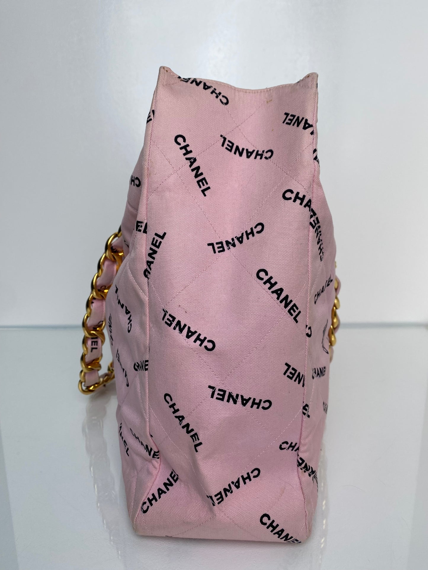 Chanel Vintage Pink Logomania Tote 24KGHW