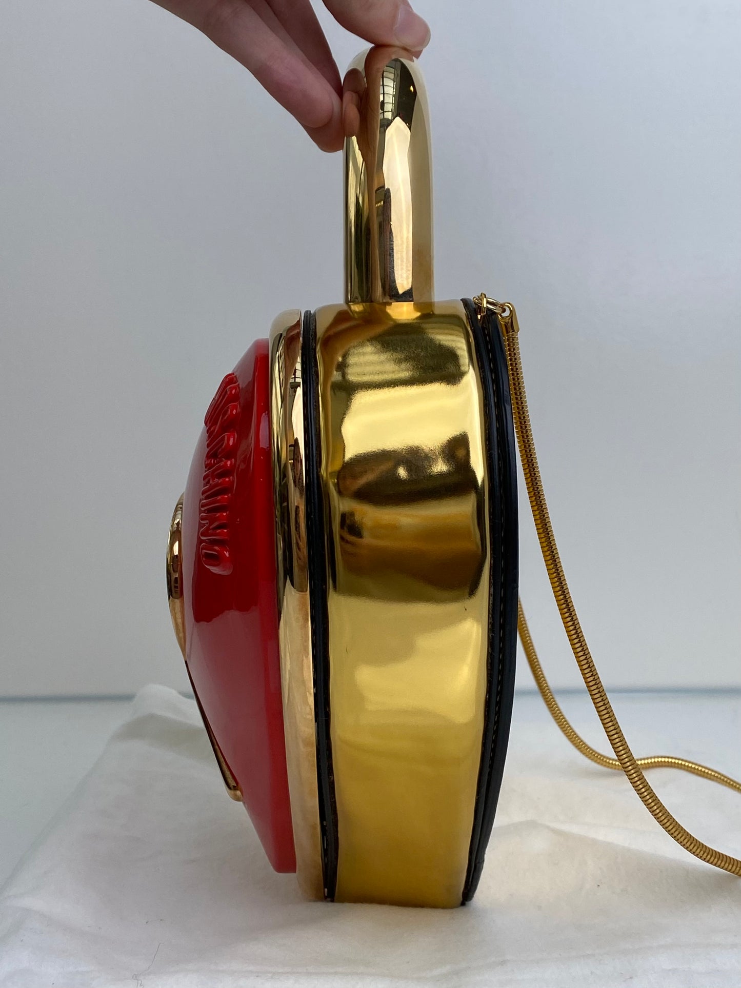 Moschino Couture Red & Gold Locked Heart Bag GHW