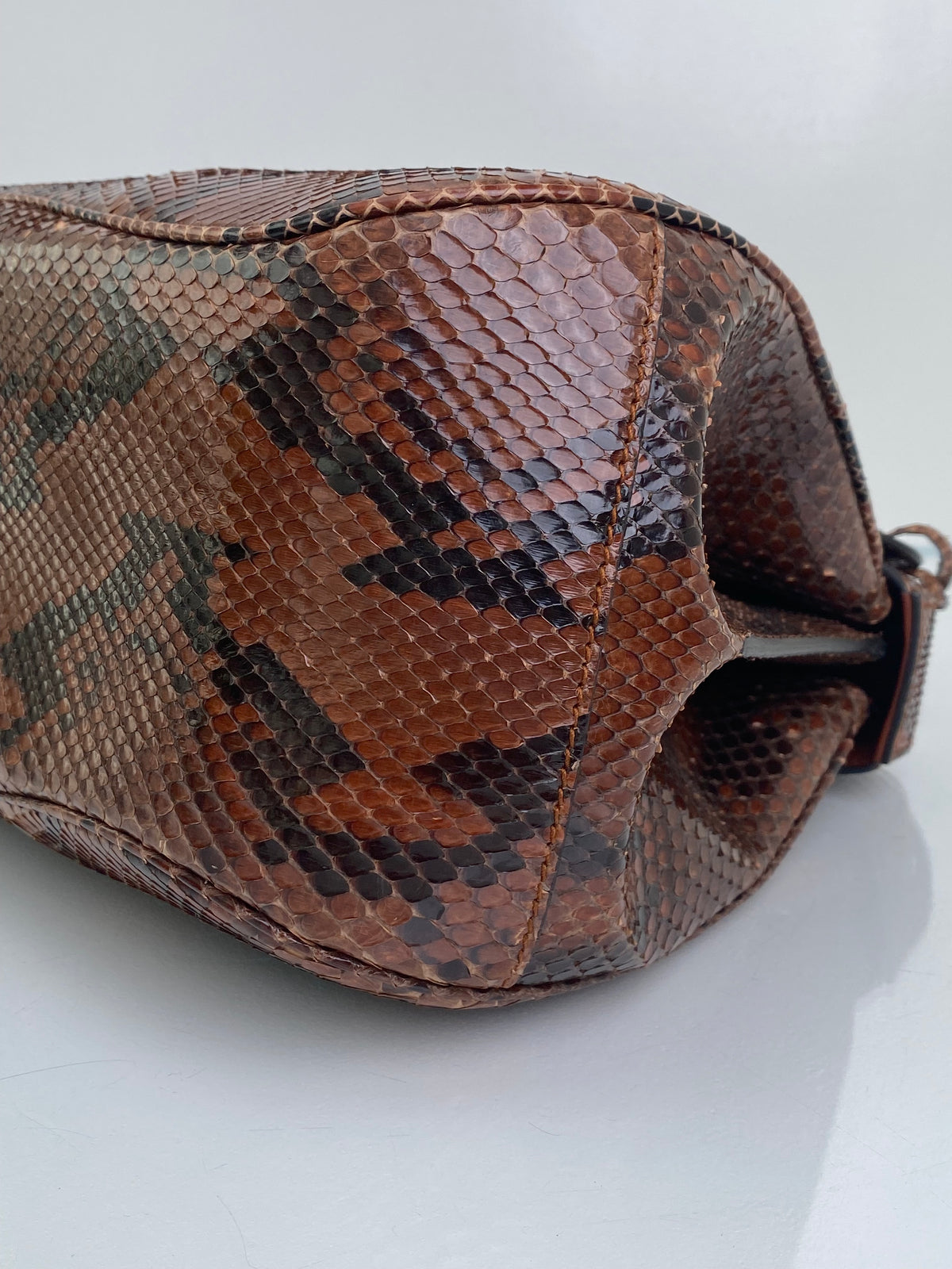 Gucci Brown Lady Lock Python & Bamboo Top Handle Bag SHW