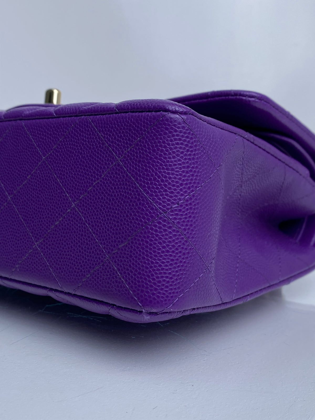 Chanel Purple Caviar Small Double Flap Bag GHW
