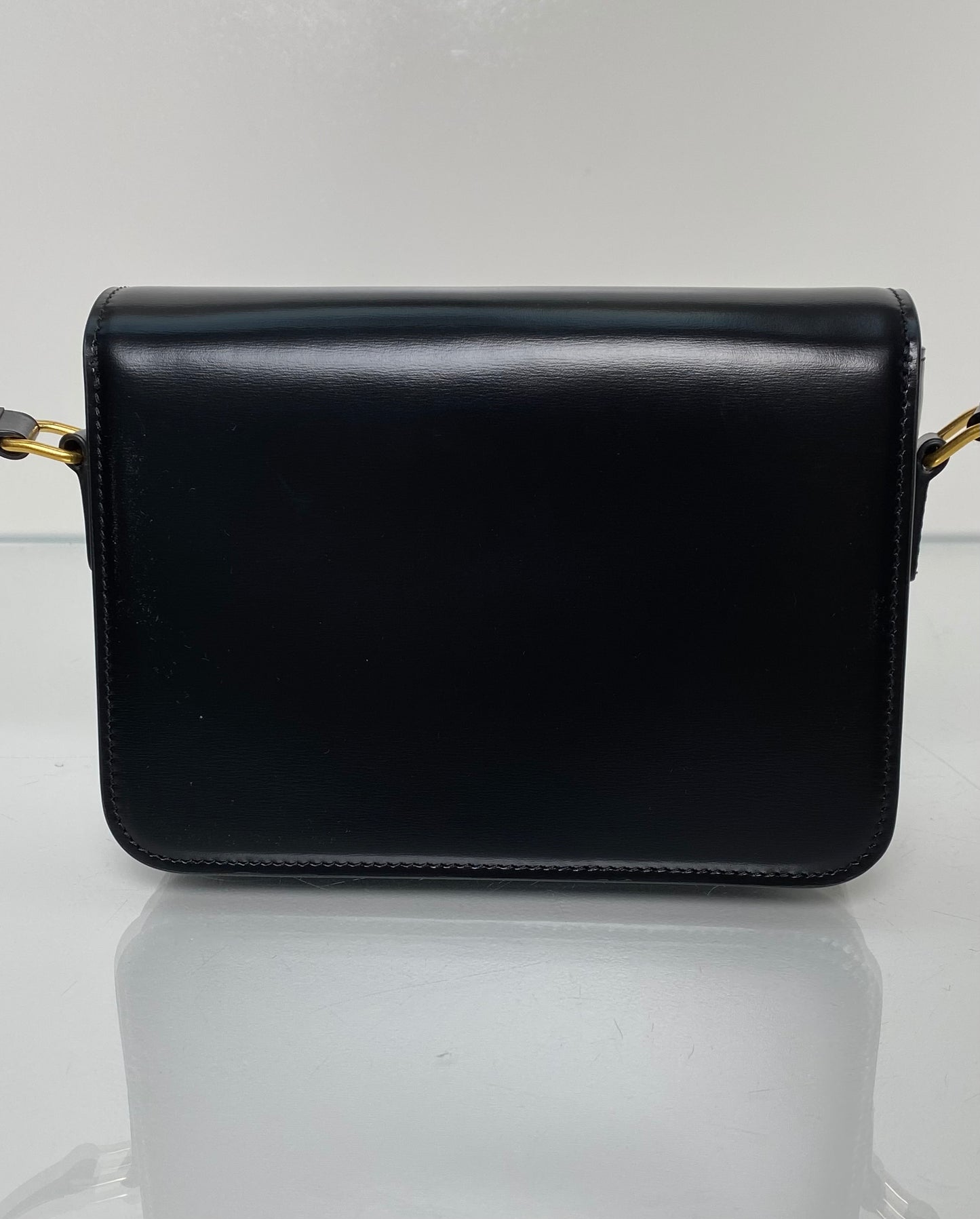 Celine Black Shiny Calfskin Teen Triomphe Bag GHW