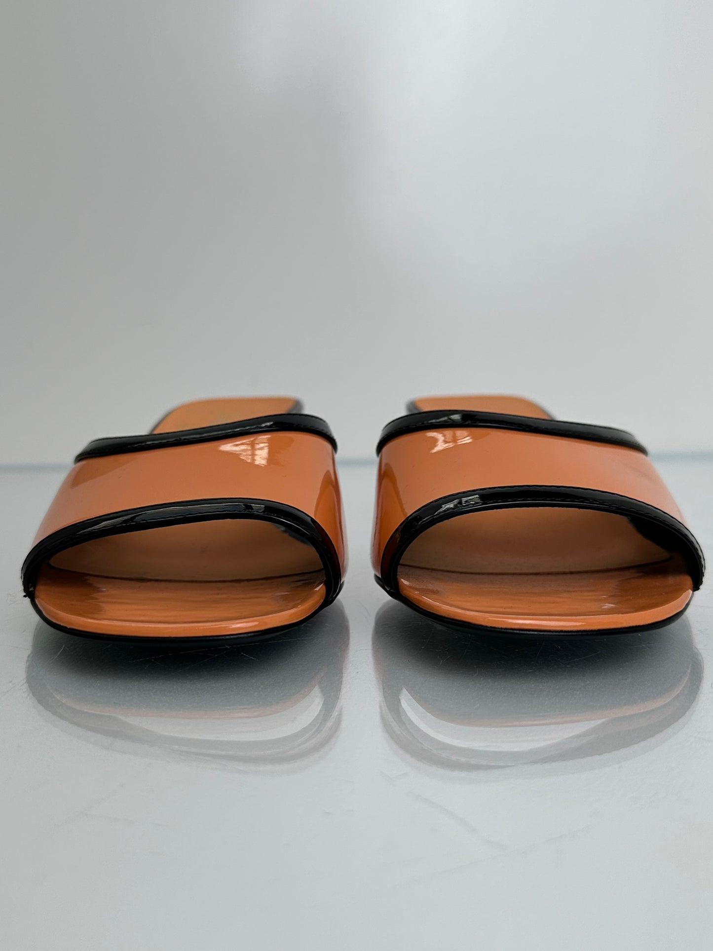 Chanel Orange & Pink Patent Kitten Heels, 39