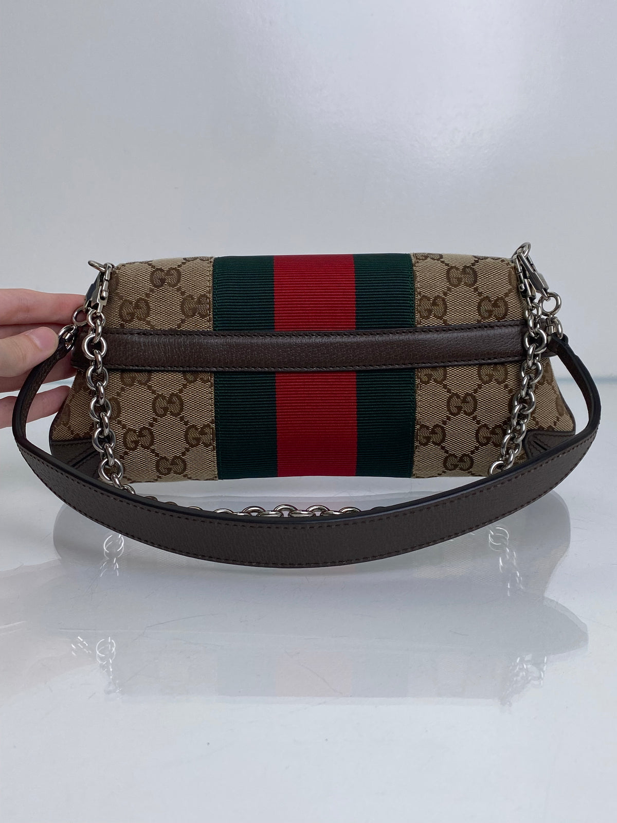 Gucci Supreme & Web Stripe Horsebit GG Small Shoulder Bag SHW