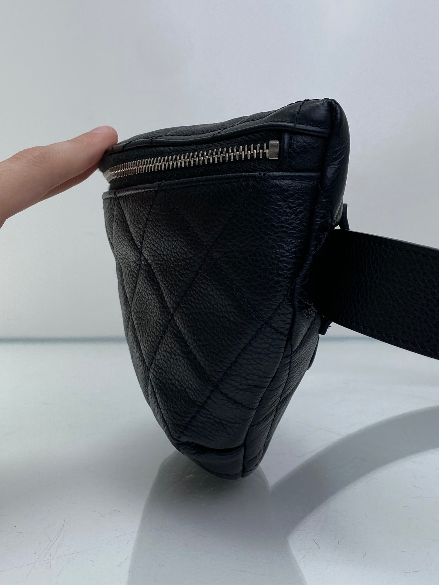 Chanel Black Uniform Quilted Bum Bag SHW
