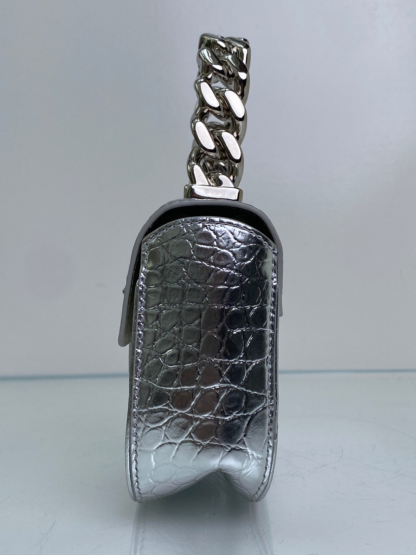 Versace Silver La Medusa Embossed Mini Top Handle Bag SHW