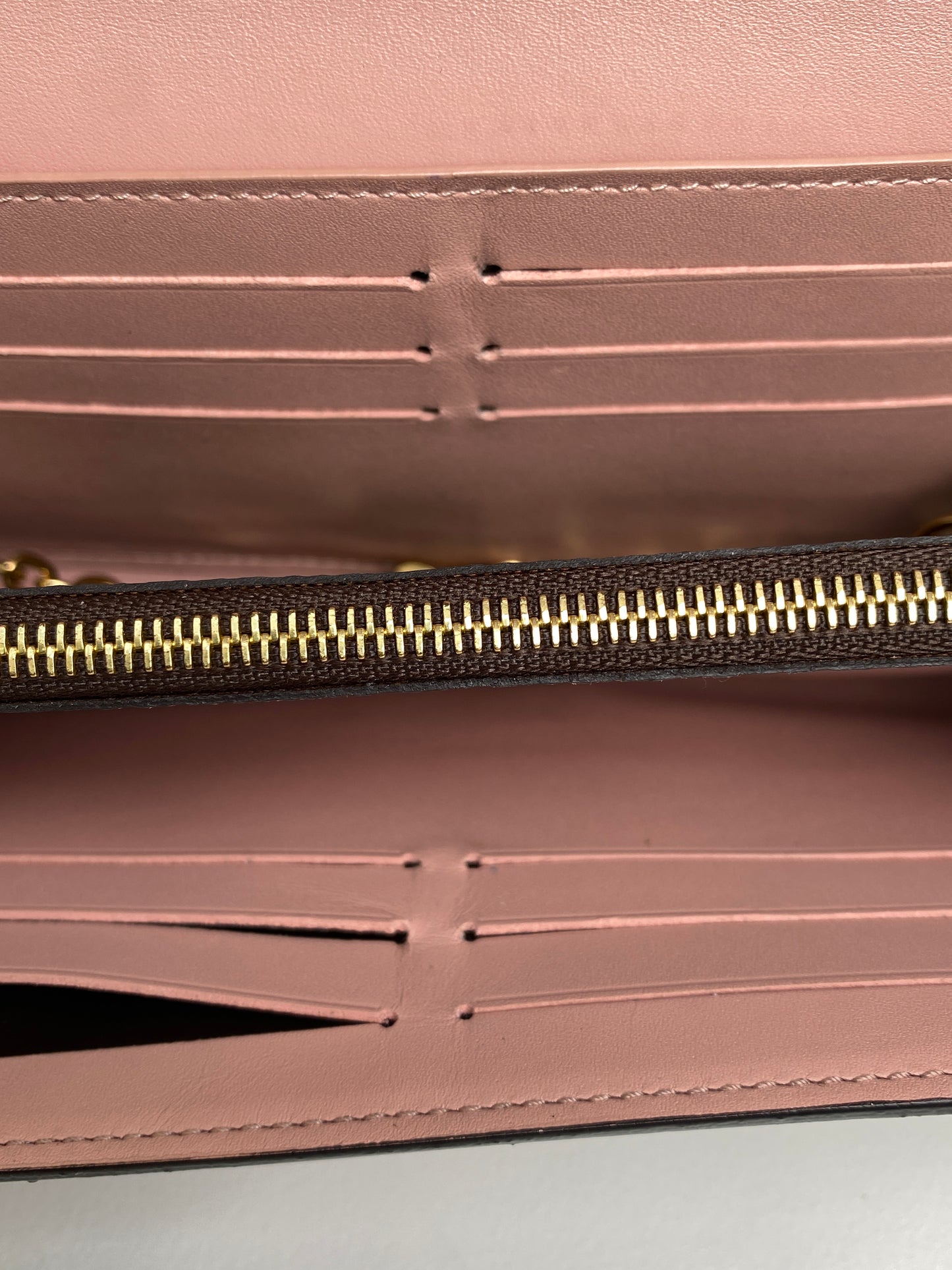 Louis Vuitton Pink & Damier Ebene Croisette Wallet On The Chain Bag GHW