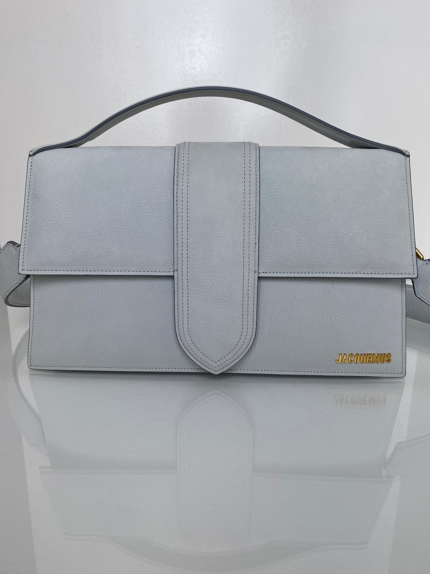 Jacquemus Grey Suede Le Grand Bambino Bag GHW