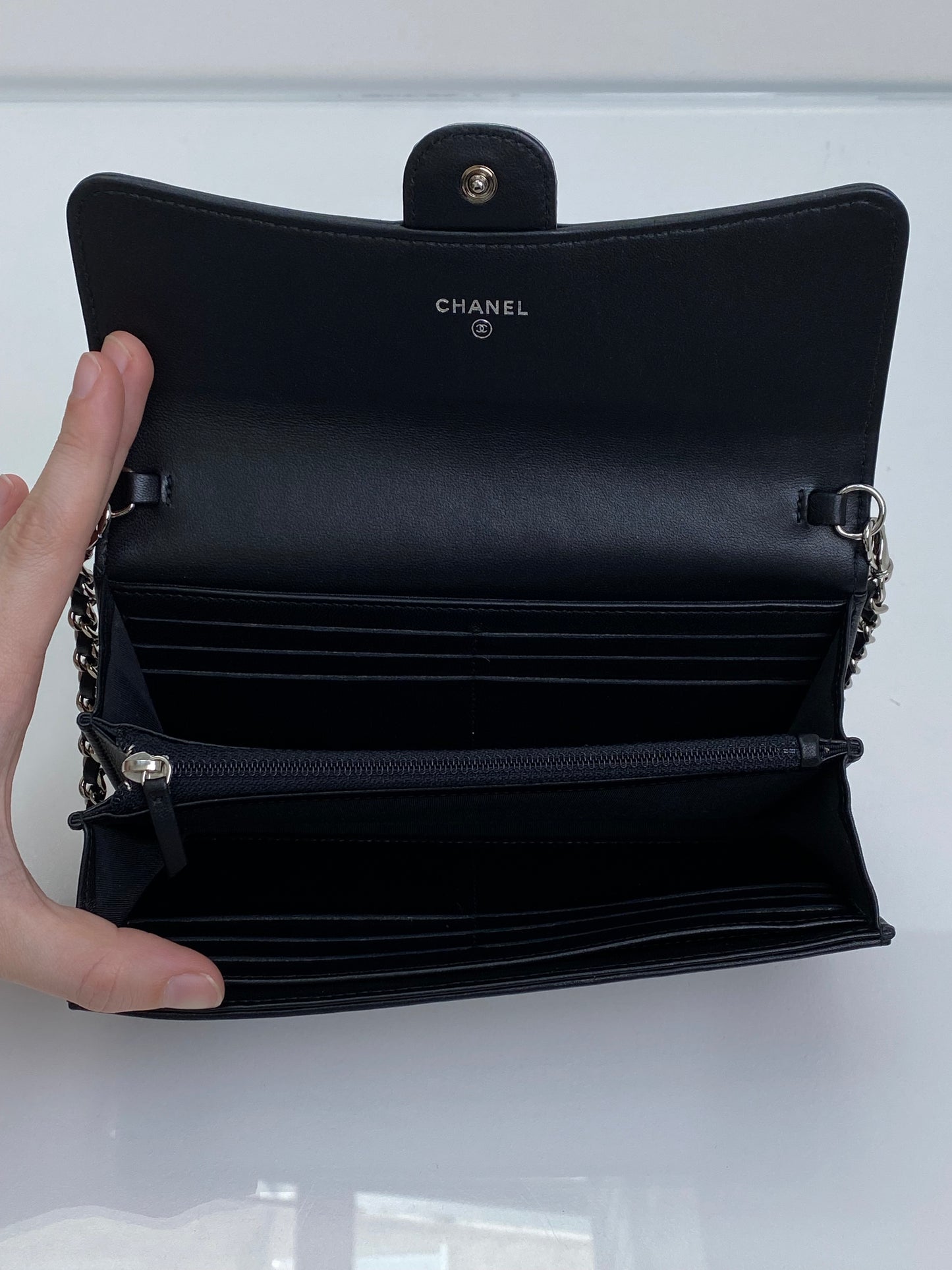 Chanel Iridescent Ombre Lizard Wallet On Chain SHW #22