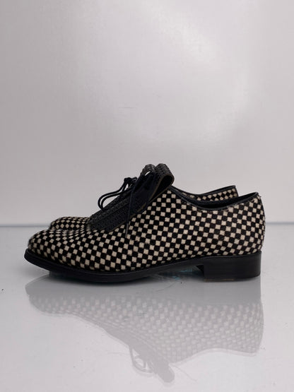 Angela Scott White & Black Checkered Print Loafers, 36
