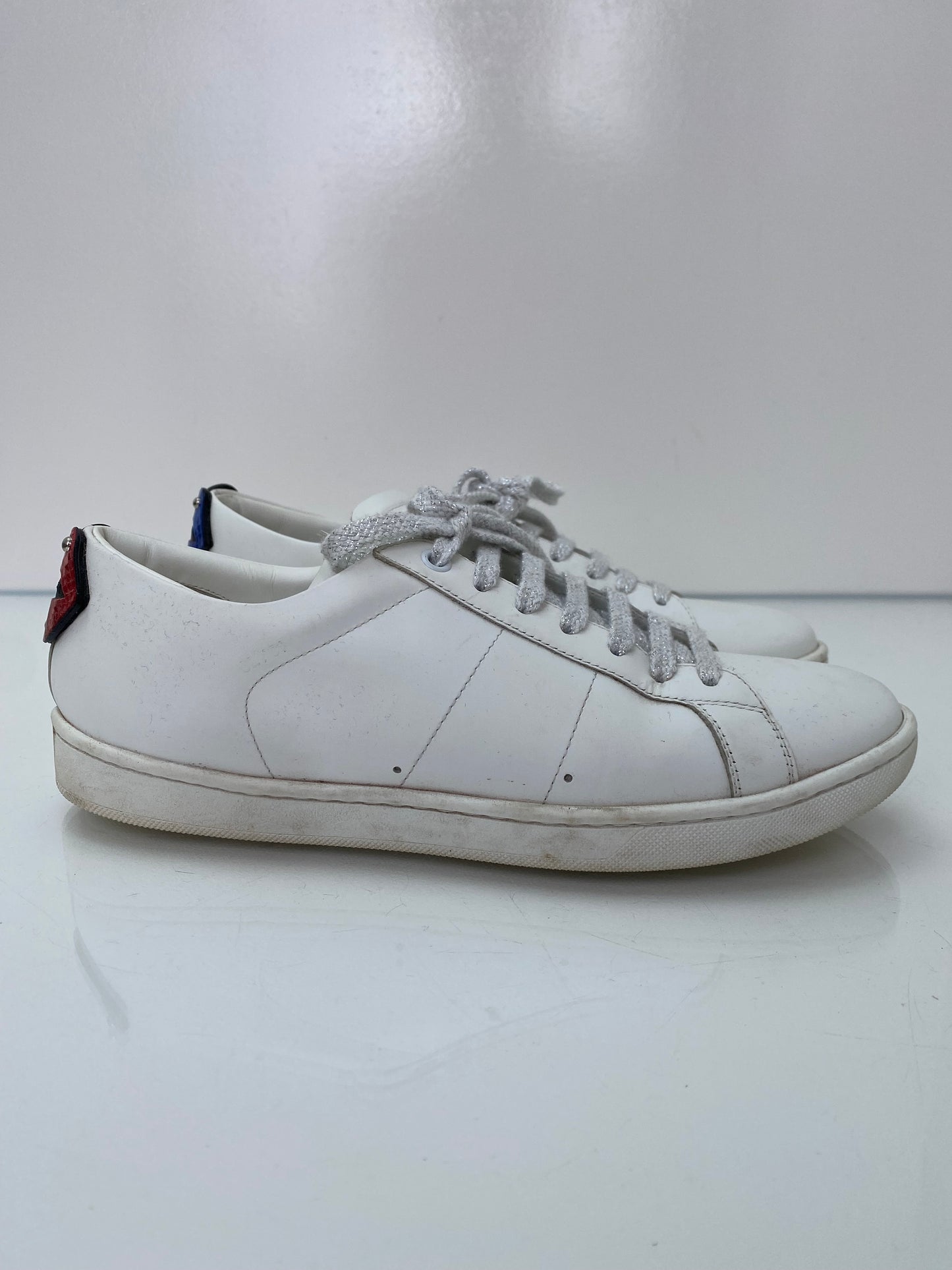 Saint Laurent White, Red, & Blue Sneakers, 38.5