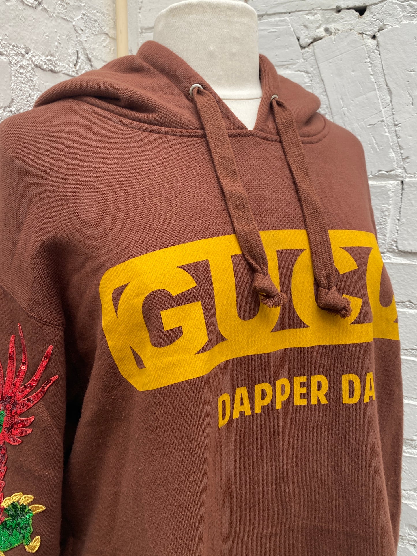Gucci Brown, Yellow, & Multicolor Sequin 'Dapper Dan' Sweatshirt, L