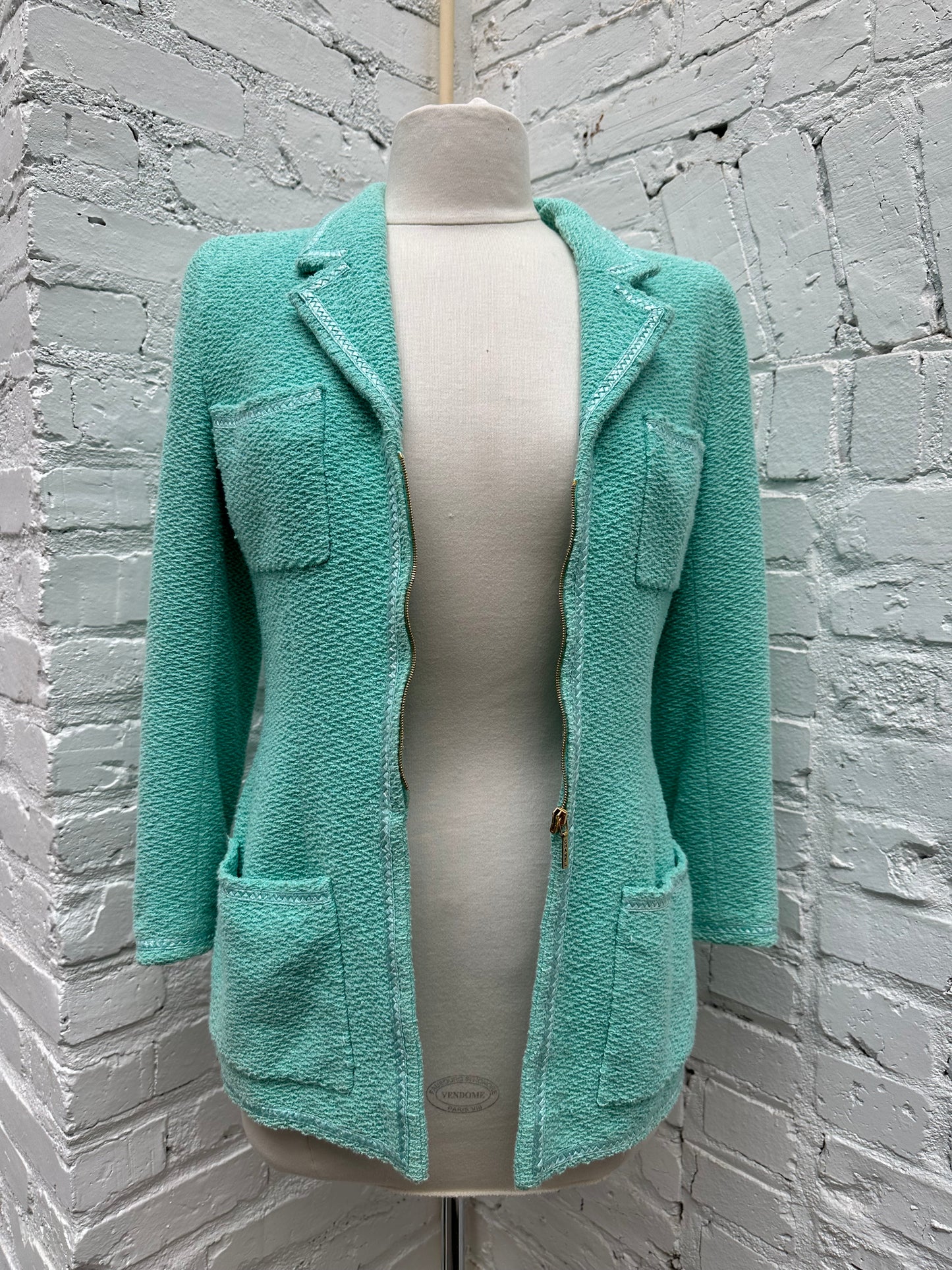 Chanel Teal Tweed Blazer, 42