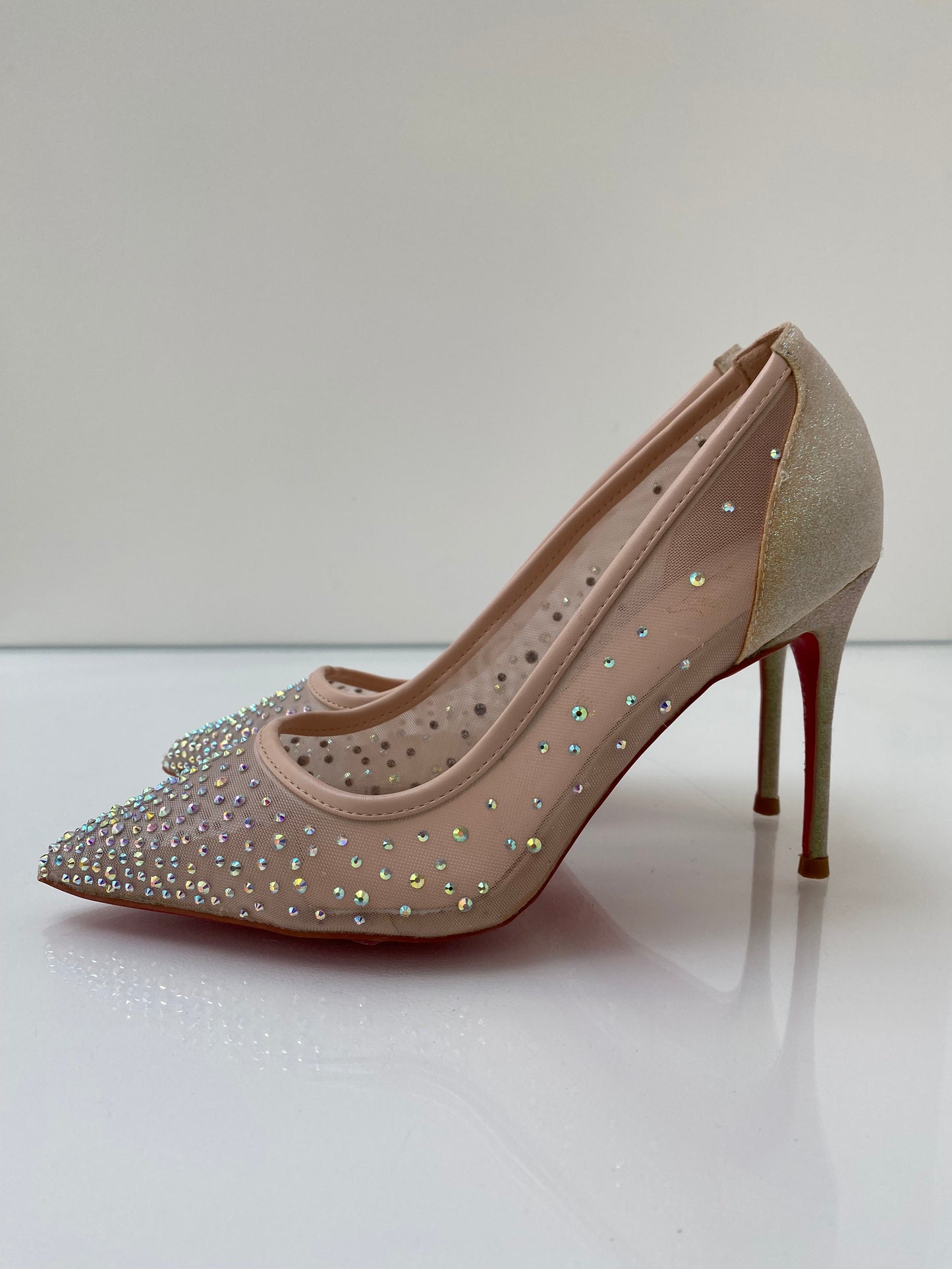 Christian Louboutin Mesh Crystal Heels 40