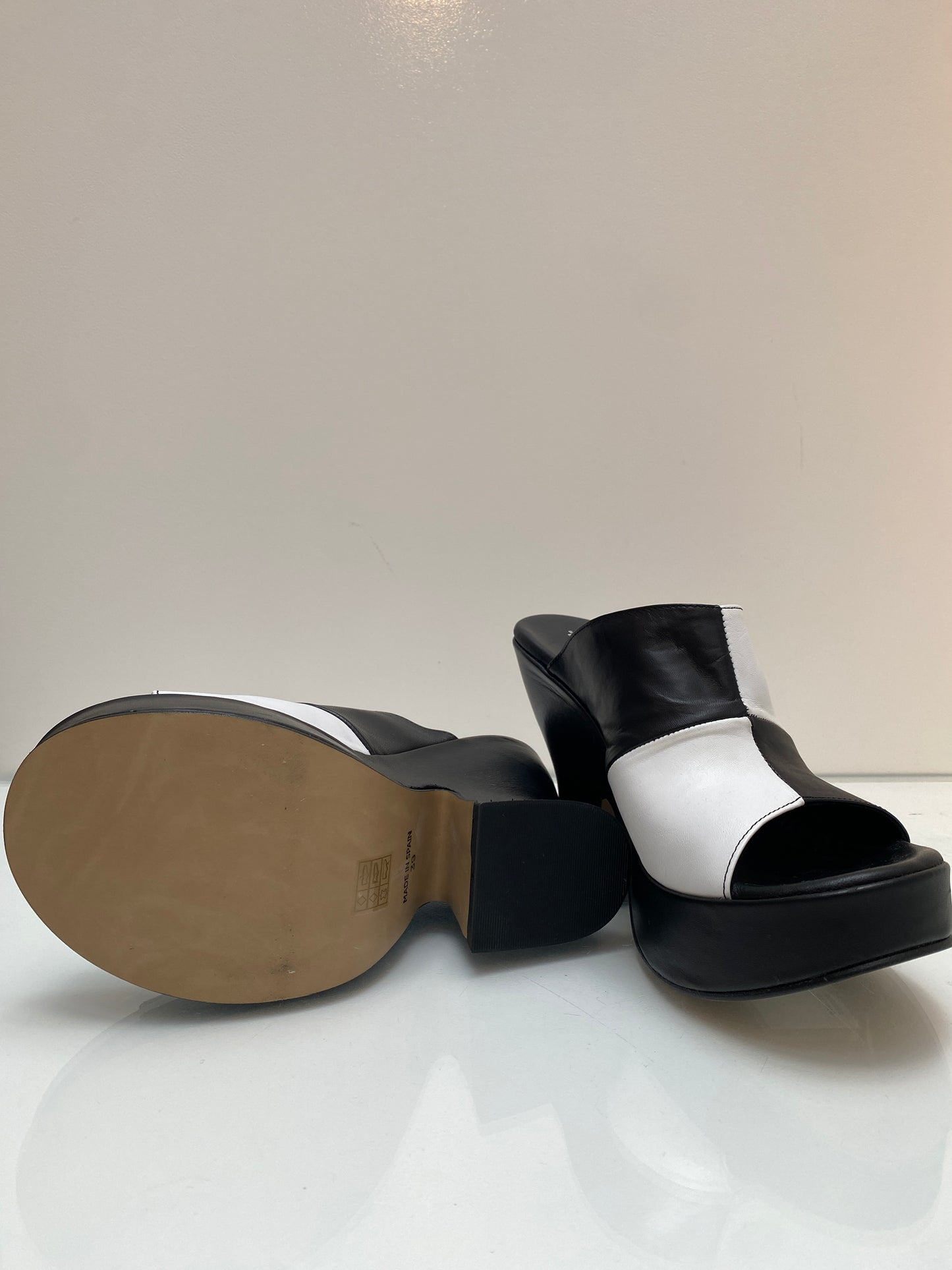 “Intentionally _____” Black & White Chunky Block Heels, 39