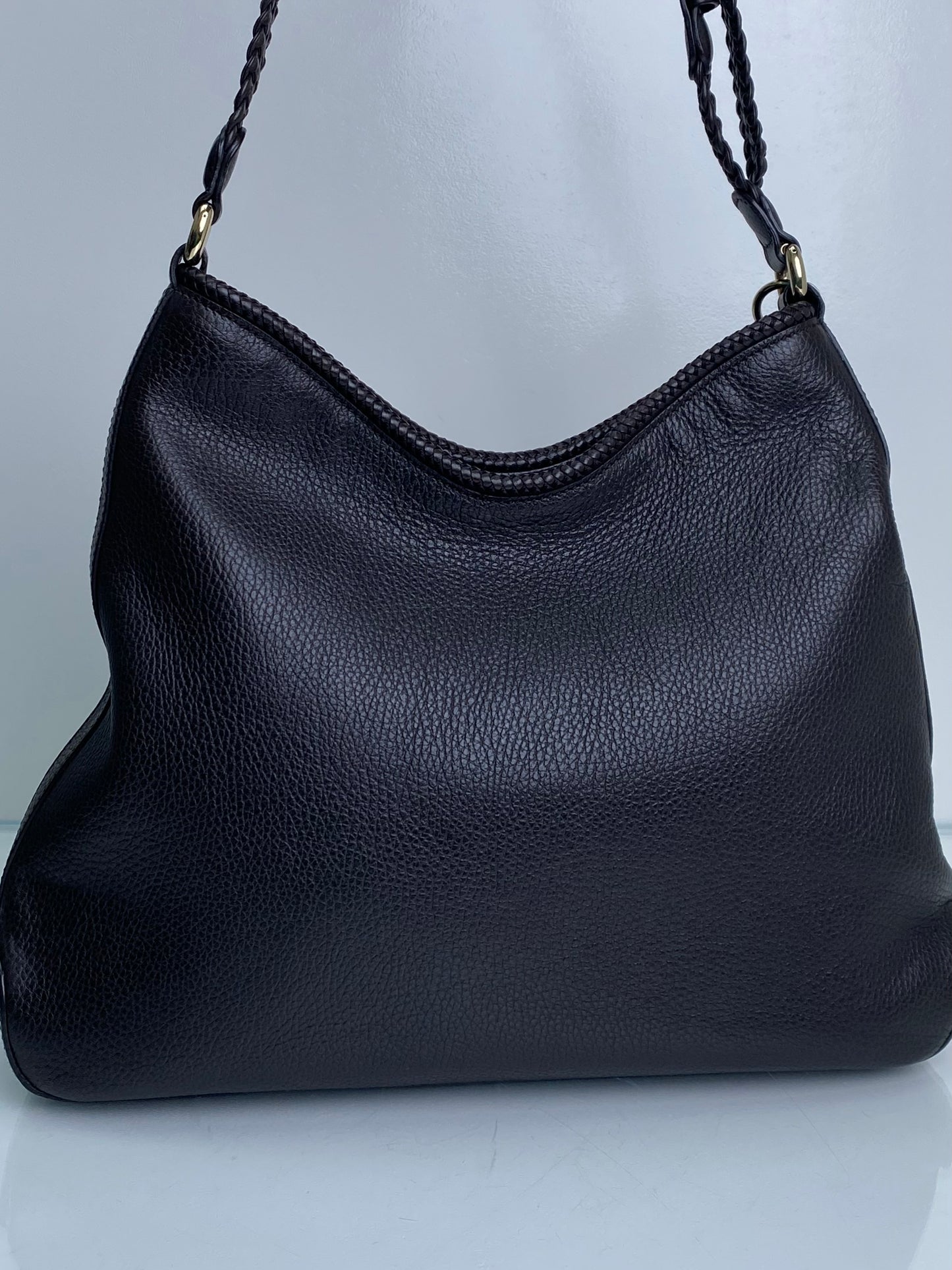 Gucci Chocolate Brown Marrakech Leather Shoulder Bag GHW