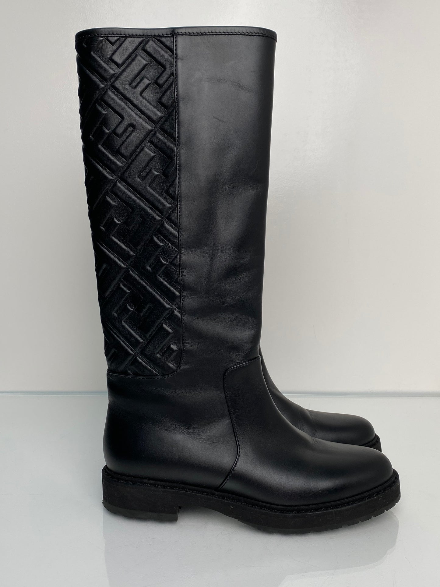 Fendi Black FF Logo Boots, 37.5